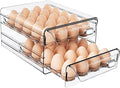 HIYOHIYO Clear 40 Grid Egg Holder for Fridge, with Drawers, 2-Tier | with Time Scale Marking | Large Capacity | Stackable | Sturdy Eggs Container for Refrigerator and Countertop by HIYOHIYO