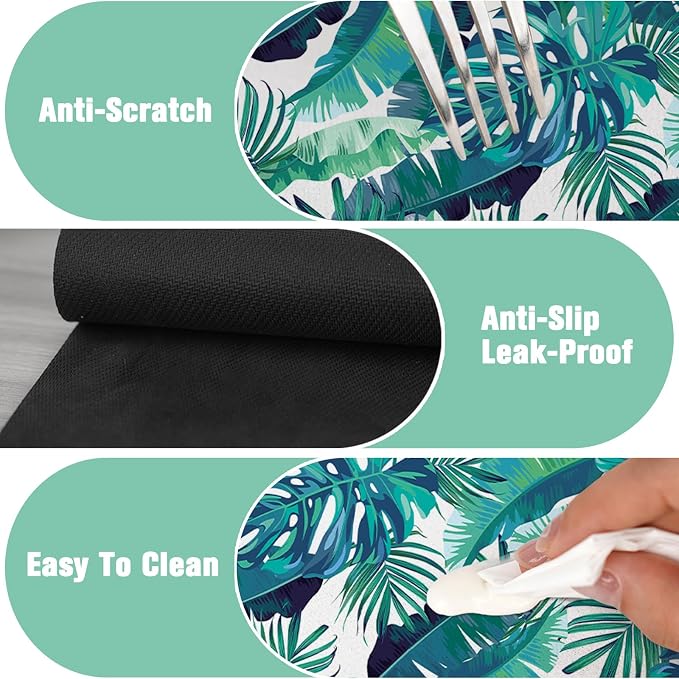 Kitchen Sink Splash Guard Faucet Mat 15" X 5.5" Tropical Leavesl Absorbent Fast Drying Mat Faucet Draining Mat Sink Splash Guard Behind Faucet Drip Catcher for Kitchen Bathroom - Image 6