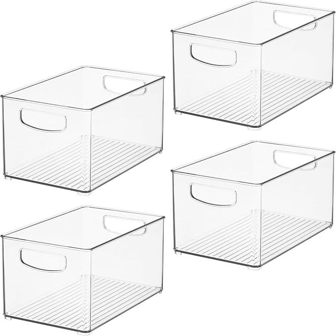 iDesign Stackable Clear Plastic Bin, 4-Pack | Kitchen Organizers and Storage, For Fridge and Pantry - Image 9