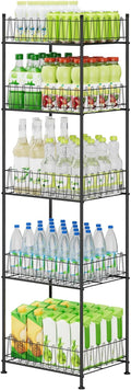 5 Tier Water Bottle Storage Rack Freestanding Metal Water Bottle Holder Shelf Organizer Drink Beverage Soda Can Organizer Storage Rack Bottled Water Stand for Floor Pantry Kitchen Food Storage, Black by ETELI