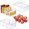 Mpotmiy 4-Pack Pantry Organizers and Storage, Clear Fridge Organizer Bins | Clear stackable plastic bins with removable dividers for packets, snacks, pouches and spices in pantry, fridge or freezer. by Mpotmiy