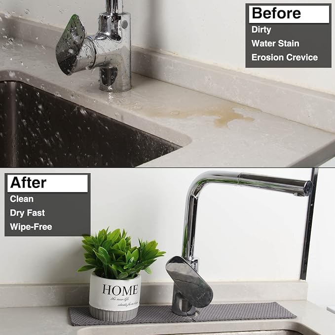 18'' Kitchen Sink Faucet Absorbent Mat, Fabric | Sink Splash Mat|Faucet Drip Catcher|Sink Water Drying Mat - Image 2