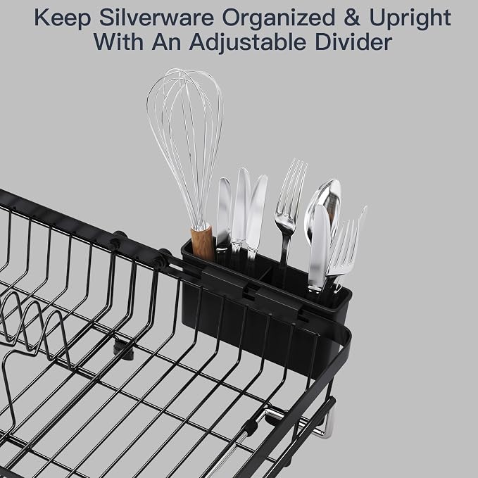 Dish Drying Rack Over The Sink with Utensil Holder | Expandable Stainless Steel Dish Drainer for Small Kitchen, Apartment, RV, Counter Space Saving, Perfect Fit, Rustproof - Image 8