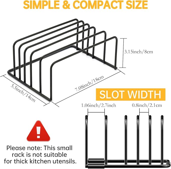 Kitchen Cutting Board Organizer Rack, 5-Slot Storage Holder for Boards, Bakeware, Cookie Sheets (1pc Black) - Image 5