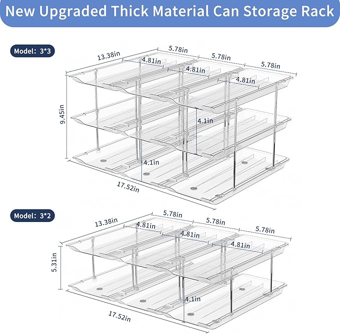 Jsyrjing Can Organizer for Pantry, 3-Tier Stackable Can Dispenser Rack | Automatic Rolling, Modular Flexible Combination, Extra-Thick Clear Material, Cabinet Pantry Fridge Countertop Storage - Image 2