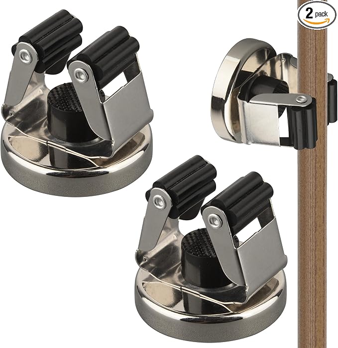 ULIBERMAGNET Magnetic Mop Broom Holder,Heavy Duty Movable Magnetic Tools Holder,2 Pack Anti-slip Magnet Mounted Utility Storage Shovel,Rake,Brush,Yard Tools in Kitchen,Laundry Room,Bathroom,House by ULIBERMAGNET
