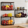 Hanging Fruit Basket for Kitchen, 3 Pack Vegetable Produce Basket | Wall Mounted & Countertop Wire Storage Basket for Potato Onion Fruits Vegetables, Pantry Organizers Storage by GGIU