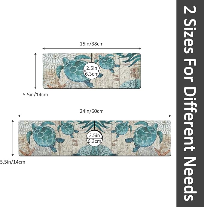 2PCS 24" X 5.5" Kitchen Sink Splash Guard Faucet Mat Sea Turtles Super Absorbent Fast Drying Faucet Guard & Draining Mat Sink Splash Guard Behind Faucet for Kitchen, Bathroom - Image 2