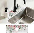 Faucet Mat for Kitchen Sink Watercolor Floral Pink Flowers Sink Splash Guard Behind Faucet Soft Diatom Mud Material Non-slip Easy to Clean for Bathroom & Kitchen 15"X5.5" by Unknown