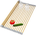Golden Roll-UP Dish Drying Rack-Large Stainless Steel Dish Drainer Over The Sink for Kitchen Countertop, Applicable for Sink Width Less Than 16.5in (Gold,17.8'x 13.2') by HAYAWEY