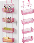 HapiRm Over Door Organizer Storage - Hanging Door Organizer with 4 Metal Large Capacity Baskets and Adjustable Coat Hook for Bathroom Bedroom Kitchen Pantry Closet Cabinet by HapiRm