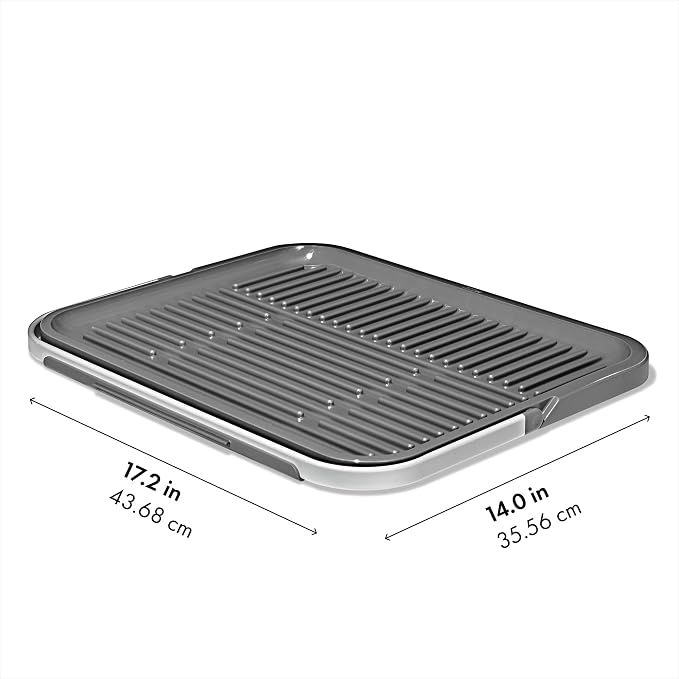 OXO Good Grips Compact Drying Rack with Dish Rest, Aluminum Folding Dish Drying Rack for Glassware and Cookware, Drain Board with Non-Slip Feet for Countertop or Kitchen Sink - Image 7