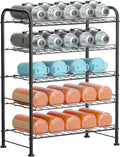 OYEAL Plastic Water Bottle Storage Rack 5 Tier Bottled Water Holder Organizer Freestanding Floor Small Beverage Soda Drink Stand Shelf for Kitchen Pantry Can Storage, Hold 30 Bottles, Black by OYEAL