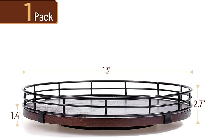BAMBOO LAND- Lazy Susan Turntable Organizer, 13" Walnut, Lazy Susan for Table Top - Image 2