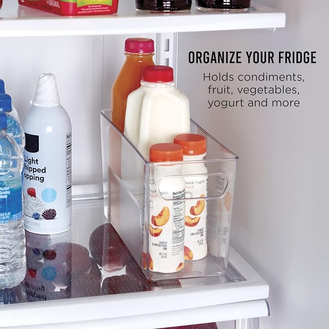 Copco Clear Narrow Storage Bin with Built-In Handles - Refrigerator Organizer, Pantry Organizers and Storage, Bathroom Organizer, Kitchen Organizers and Storage, Hand Wash - Image 4