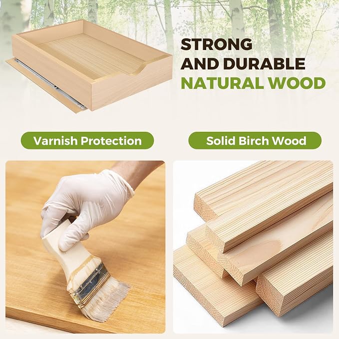 Pull Out Drawers for Cabinet Wood 17.5" Wx23 D Slide Out Organizer | Pull Out Cabinet Organizer, Solid Wood with Soft Close Bottom Rails, 57 LB Capacity, Waterproof Coating Suit Kitchen Bathroom - Image 5