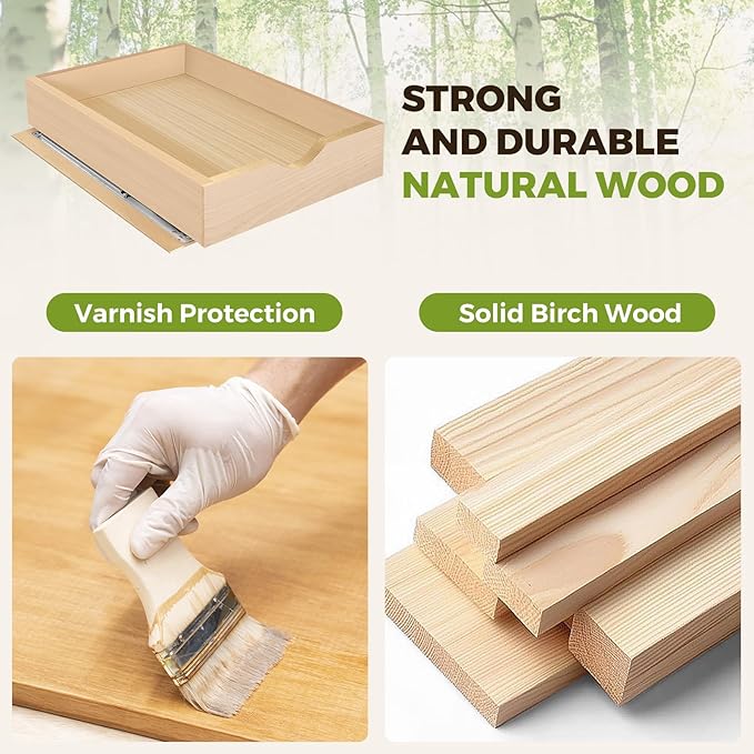 Pull Out Drawers for Cabinet Wood 33" W x 23" D Slide Out Organizer | Pull Out Cabinet Organizer, Solid Wood with Soft Close Bottom Rails, 57 LB Capacity, Waterproof Coating Suit Kitchen Bathroom - Image 5