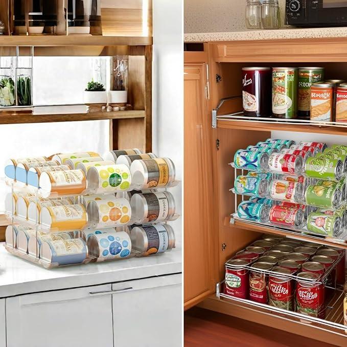 Can Organizer for Pantry, 3 Tier Rolling Can Storage Organizer Pantry | Automatic Rolling, Holds 36 Cans, Combinable Canned Food Organizer, Clear Soda Can Organizer, Fits Cabinets, Pantry & Fridge - Image 6