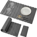Large Stone Dish Drying Mat for Kitchen Counter, Quick Dry Dish Drying Mats, Foldable Absorbent Diatomaceous Earth Mats for Dishes Bottles Cup, Match Any Countertop (Gray Marble 28"×16" & 8"x4") by Lprmnnc