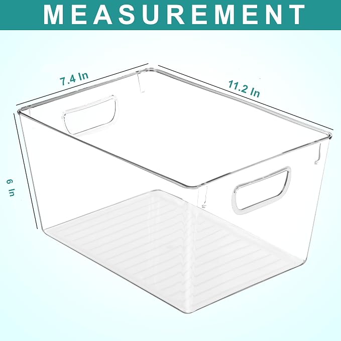 Utopia Kitchen Pantry Organizers and Storage Bins, 6 Pack, Large, Clear | Storage Bins for Pantry, Durable Freezer Organizer Bins With Handles for Organizing Fridge, Kitchen Organization - Image 2