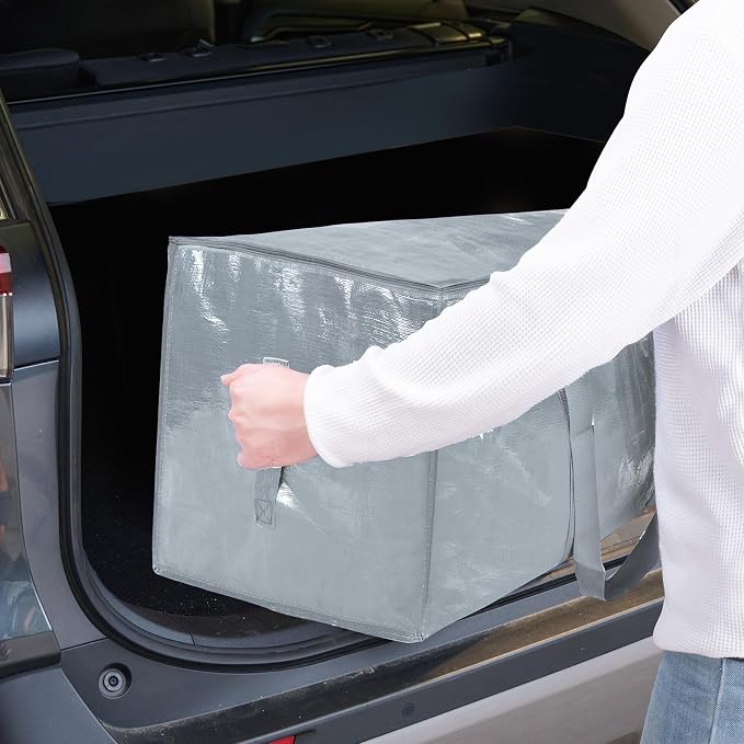 TICONN 8 Pack Extra Large Moving Bags Heavy Duty with Zippers & Carrying Handles, Durable Storage Bags Moving Boxes for Closet Organizers and Storage (8 Pack, Light Grey) - Image 10