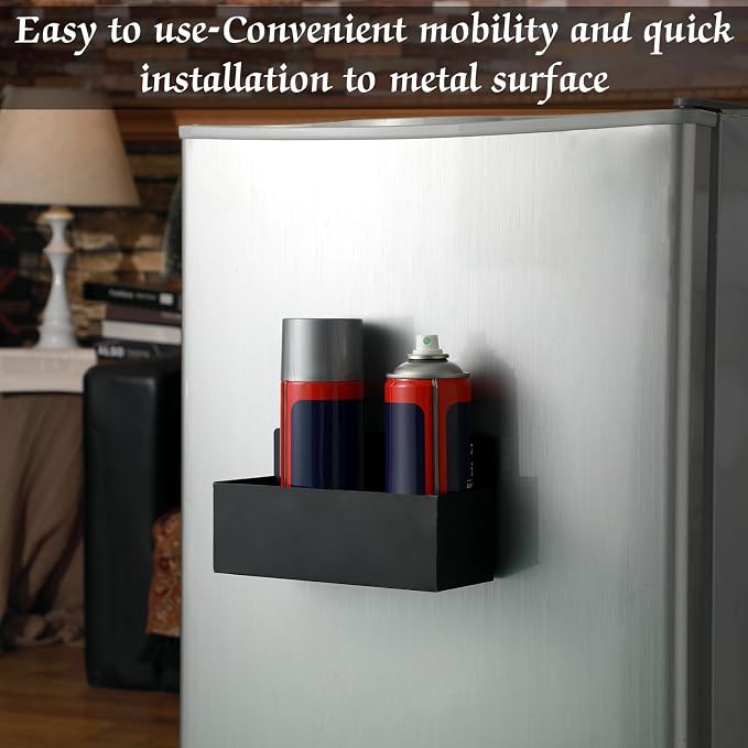 Gisafai 2 Pcs Magnetic Aerosol Spray Can Holder Heavy Duty Magnet Toolbox Bottle Holder Easy Install Spray Can Organizer Wall Mounted Bottle Rack for Garage(8.27 x 3.15 x 4.33 Inch,Black) - Image 5