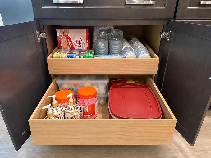 Pre-Assembled Pull Out Cabinet Drawer with L-Brackets No Shelf Required | All 3/4" Solid Wood Construction Soft Close Slide（26''W x 21''D） - Image 3