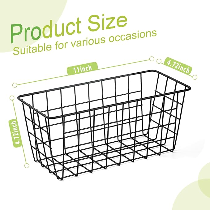ZUSHALLMY 2 Pack Hanging Kitchen Baskets, Adhesive Wire Wall Storage Basket, No Drilling Hanging Fruit Baskets, Cabinet Door Organizer for Kitchen Bathroom Pantry, Upgrade Super-sized Adhesive - Image 2