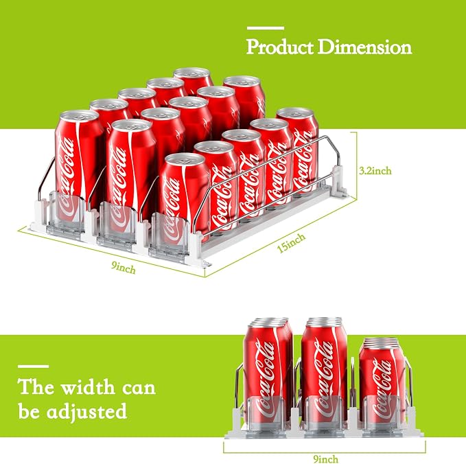 IBORING Drink Organizer for Fridge,Holds up to 15 Cans | Self Pushing Fridge Drink Organizer,Automatic Drink Dispenser for Fridge,Idea for fridge organizers and storage - Image 4