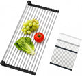 CHIRISEN Expandable Roll Up Dish Drying Rack Over the Sink Drying Rack for Kitchen Counter, Large Stainless Steel Dish Drainer Over Sink Dish Drying Rack Foldable, Collapsible, 21.14''x12'', 18Tube by CHRISEN