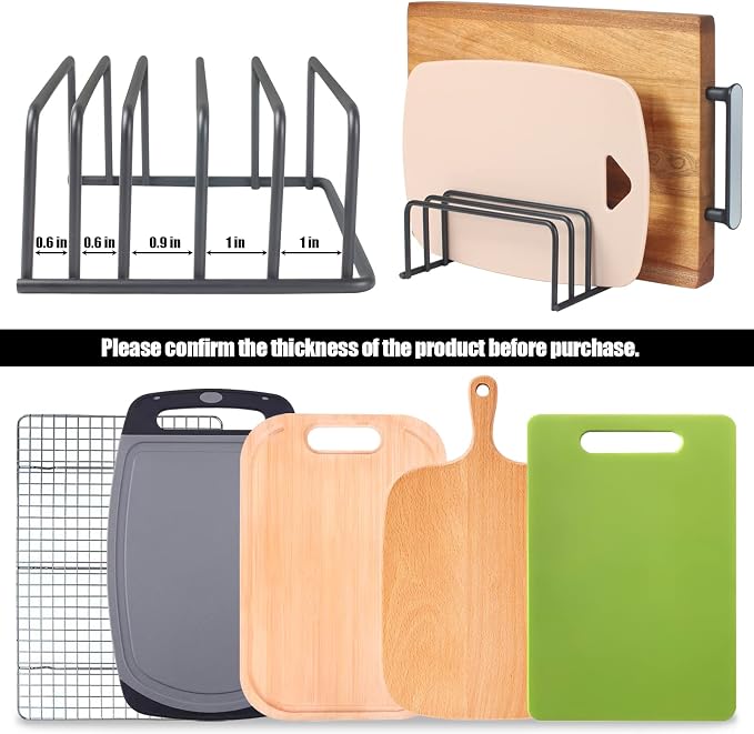 KitchenGenie 2Psc Cutting board organizers，(1.0 and 0.6 inch wide slots), cutting board holders, cutting board racks, cutting board storage, biscuit sheets, bakeware organizers for cabinets - Image 3