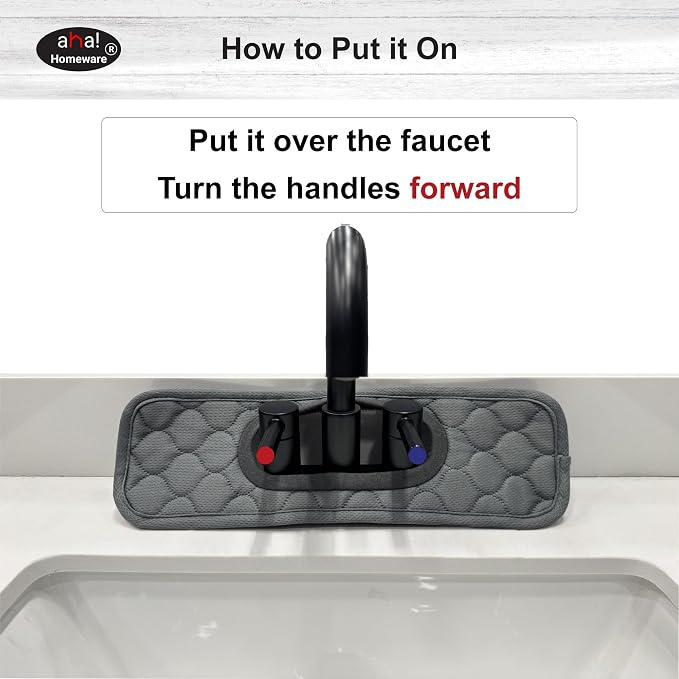 Bathroom Sink Splash Guard Oval-Hole Rectangle-Hole: AHA HOMEWARE, Faucet Mat for Bathroom Sink Oval Base, Bathroom Sink Water Splash Guard Centerset Rectangle Base (Gray & Gray) - Image 5