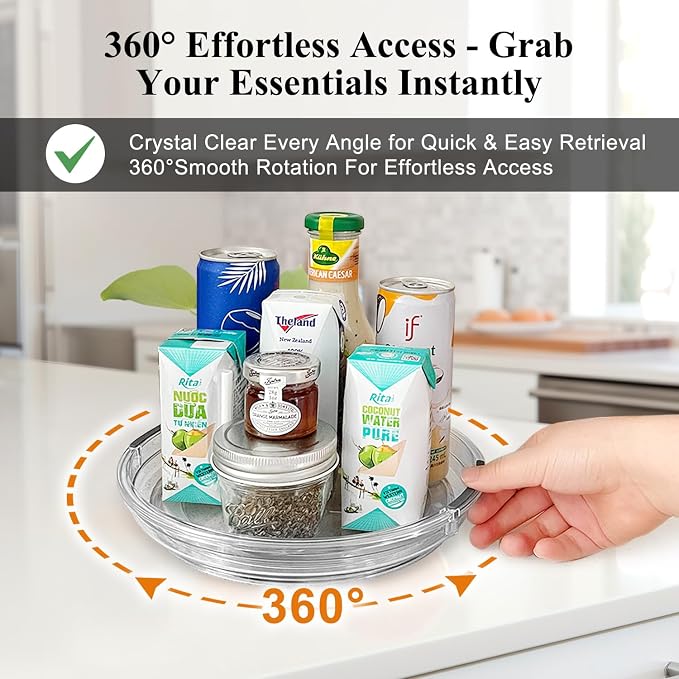 INCOSTAR Lazy Susan 2 Pack, 9 Inch Clear Turntable for Kitchen Cabinet | Rotating Spice Rack, Pantry Organizer and Storage, Bathroom Countertop Organizing for Makeup Vanity - Image 5