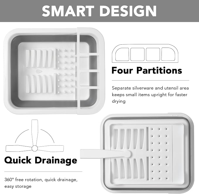 Tiawudi Collapsible Dish Drying Rack, Pop Up Dinnerware Drainer, Portable Plate Organizer for Kitchen RV Campers Travel Trailer, Space Saving Kitchen Storage Tray - Image 5