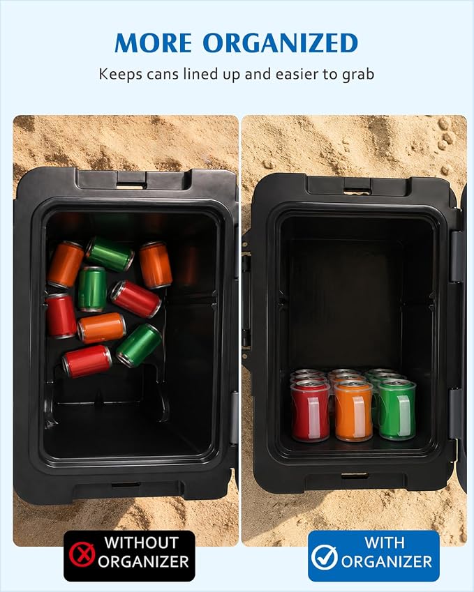 3 Pack Can Organizer Rack Designed for Ninja FrostVault 45QT/65QT Wheeled Cooler, Clear Beverage Can Holder for Cooler Drink Storage, 4 Cans Per Row, Cooler Accessories for Camping Beach Tailgating - Image 4