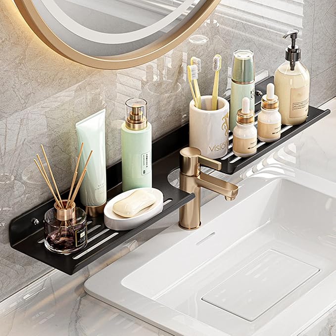 ROYALITA 17 Inch Acrylic Bathroom Shelf Organizer Over The Faucet | Bathroom Sink Rack Over The Sink Shelf, Countertop Organizer Kitchen Above Faucet, Black - Image 7