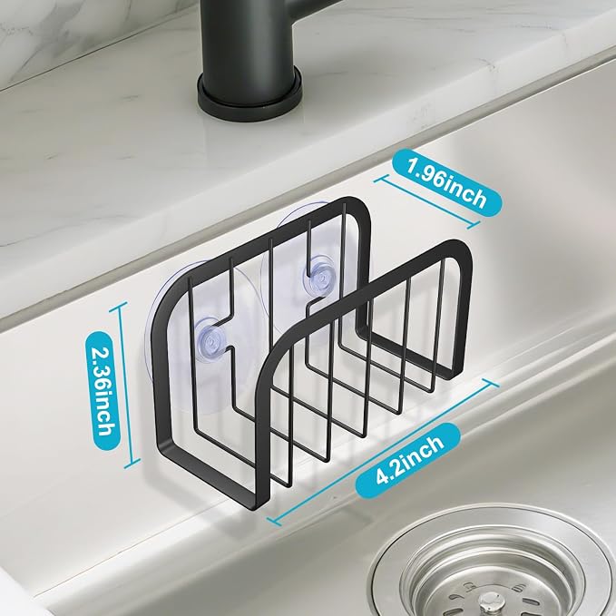 Sponge Holder for Kitchen Sink,Kitchen Sink Caddy with Sponge Holder-Black - Image 2