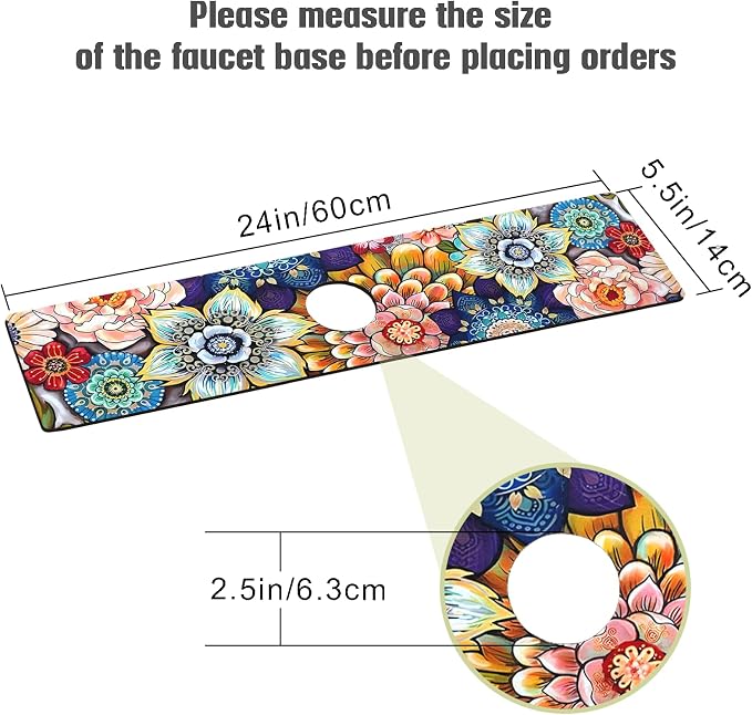 Sink Faucet Absorbing Mat, 2 Pack Drying Mat Around Faucet Sink Splash Guard Behind Faucet Sinkmat For Kitchen Bathroom Island Rv 24 * 5.5 Inch (60 * 14 cm) - Image 2