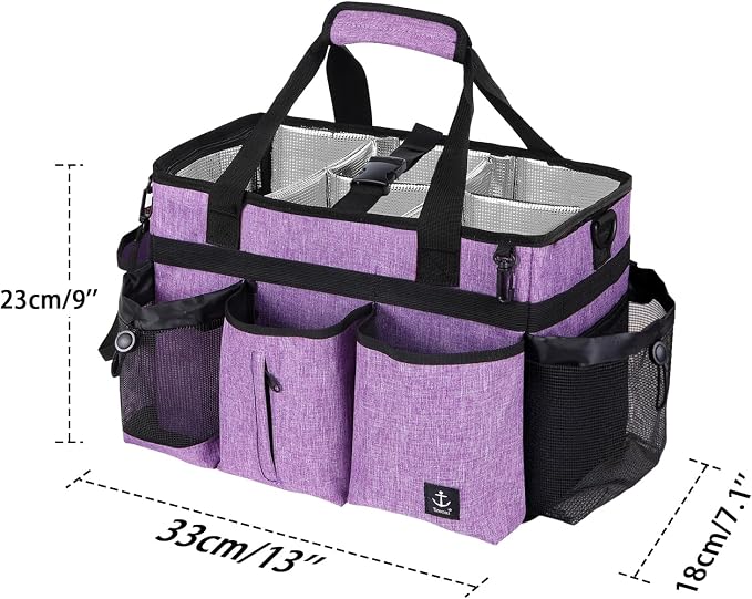 Large Cleaning Caddy Bag Built-in hard plastic sheet Aluminum foil lining | Waterproof nylon, aluminum foil lining, detachable dividers, dual straps for housekeepers - Image 2