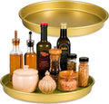 Amolliar 10" Metal Lazy Susan Organizer, Gold 2 Pack, Spice Turntable Tray | Metal 360 Rotating Turntable Organizer For Kitchen, Fridge, Pantry Cabinet Counter, Condiment Rack, Table Decor, Gold 2 Pack by Amolliar