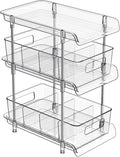 3 Tier Clear Bathroom Organizer with Dividers, Multi-Purpose Pull-Out Pantry Organization and Storage, Under Sink Closet Organizers and Storage, Vanity Skincare Cosmetic Organizer Medicine Bins by XIANKE