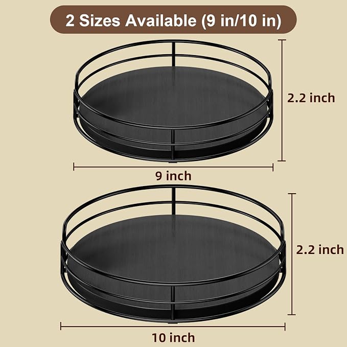Optish 10" Elegant Lazy Susan, Non-Skid Turntable Spice Organizer, Black | 360° Smooth Rotation, Clear Design, Tall Raised Edge, Easy Access, Load 15 lbs, for Spices, Cabinet, Pantry, Fridge, kitchen - Image 6