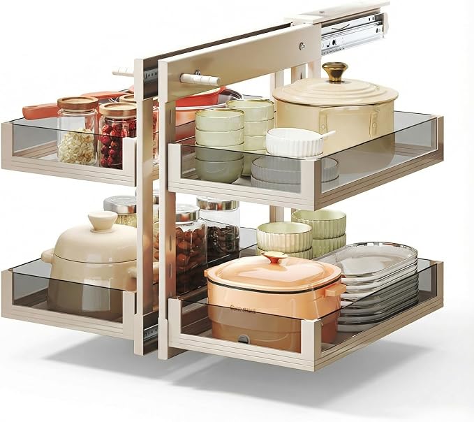 Blind Corner Cabinet Pull Out 13", 14.1", 15.3", 16.9", 2 Tier Kitchen Cabinet Organizer, Left & Right Open Compatible, Blind Corner Kitchen Cabinets by Unknown