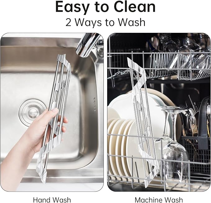 Tomorotec Marble Triangle Roll-Up Dish Drying Rack for Sink Corner - Small, Foldable, Stainless Steel, Multipurpose Kitchen Drainer Caddy, Trivet, Rustproof Organizer, Storage Shelf | BPA-Free Food-Grade Silicone Edges Foldable Waterproof Rustproof Hea... - Image 5