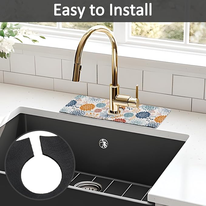 15" X 5.5" Kitchen Sink Splash Guard Faucet Mat Mandala Super Absorbent Fast Drying Faucet Guard & Draining Mat Sink Splash Guard Behind Faucet for Kitchen, Bathroom - Image 5