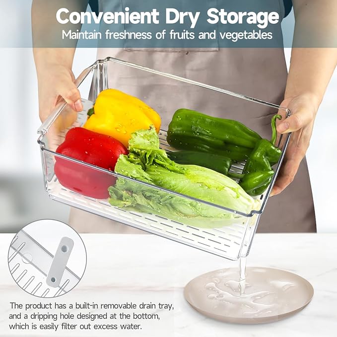 14 Pack Fridge Organizers and Storage - Refrigerator Organizer Bins with Lids, BPA-Free Fridge Organization, Fruit Storage Containers for Fridge, Vegetable, Food, Drinks, Cereals, Clear | with Lids, BPA-Free Fridge Organization, Fruit Storage Container... - Image 4