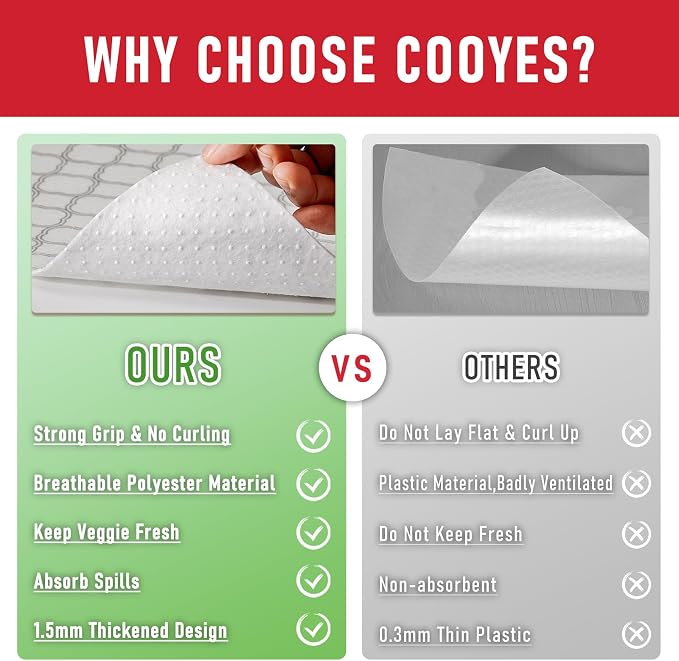 Cooyes 2 in 1 Fridge Liners & Fresh mats for Refrigerator Organizers and Storage, Absorbent Fridge Bin Liners, Home Kitchen Gadgets Accessories Organization Must Haves for Freezer Shelf Drawer Cabinet - Image 8