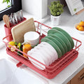 Kitsure Dish Drying Rack for Kitchen Counter, 12''W x 15.5''L, Red | Stainless Steel Sink Organization, Cutlery Holder, Home and Appartment Decor by Kitsure