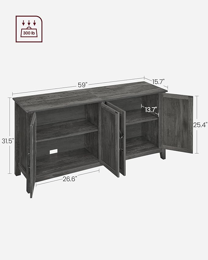VASAGLE Buffet Cabinet, Coffee Bar, Adjustable Shelf | Sideboard Storage with Cable Hole, Antique Charcoal, LIRY Collection ULSC381T04 - Image 3