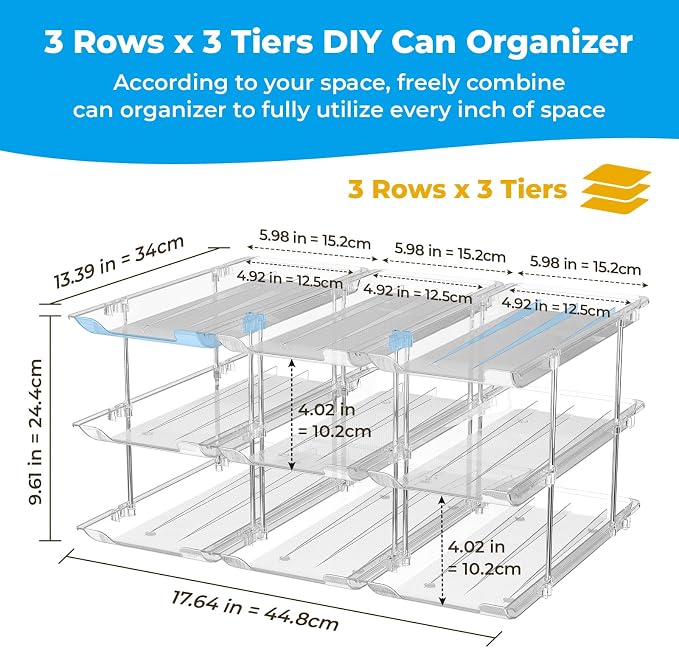 Can Organizer for Pantry Stackable 3 Tiers Can Storage Organizer Pantry Soda Can Organizer for Fridge 36 Cans Rack Automatic Rolling Canned Food Organizer for Refrigerator Kitchen Clear - Image 2